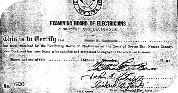 Electricians certificate