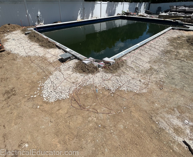 Pool Bonding Grid 1 pool bonding grid around pool